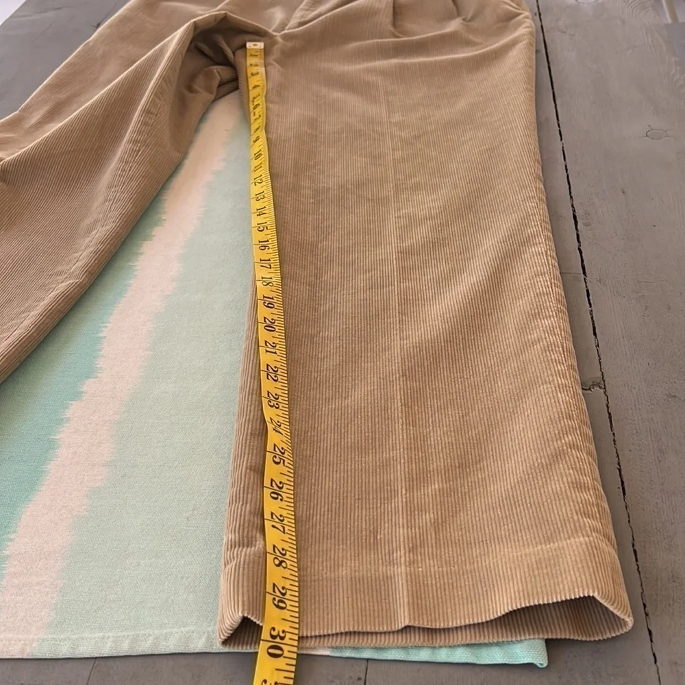 Haggar Men’s Wide Wale Corduroy Pleated Pants Tan Khaki 34x30 USA